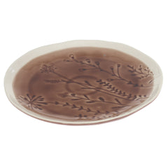 Brown Botanical Dinner Plate – 10 Inch Ceramic Plate