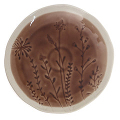 Brown Botanical Dinner Plate – 10 Inch Ceramic Plate