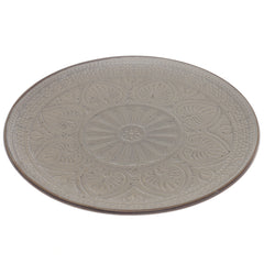 Brown Embossed Ceramic Dinner Plate 10.5 Inch – Classic Stoneware Tableware