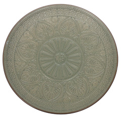 Green Embossed Ceramic Dinner Plate 10.5 Inch – Elegant Stoneware Tableware