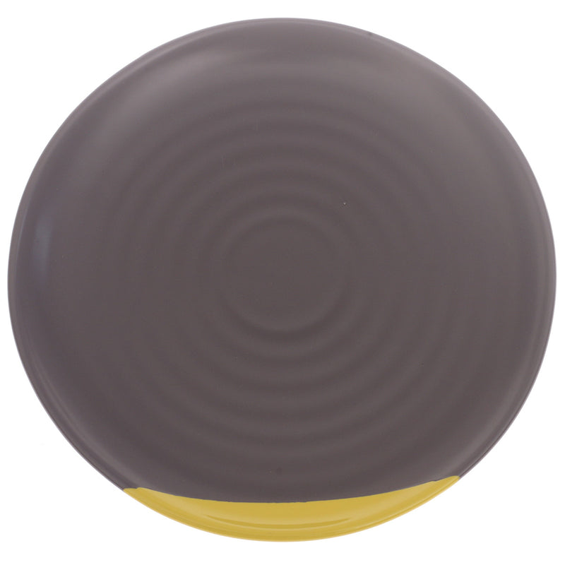 Grey & Yellow Dinner Plate 11 Inch – Modern Dual-Tone Ceramic Plate - Habitt