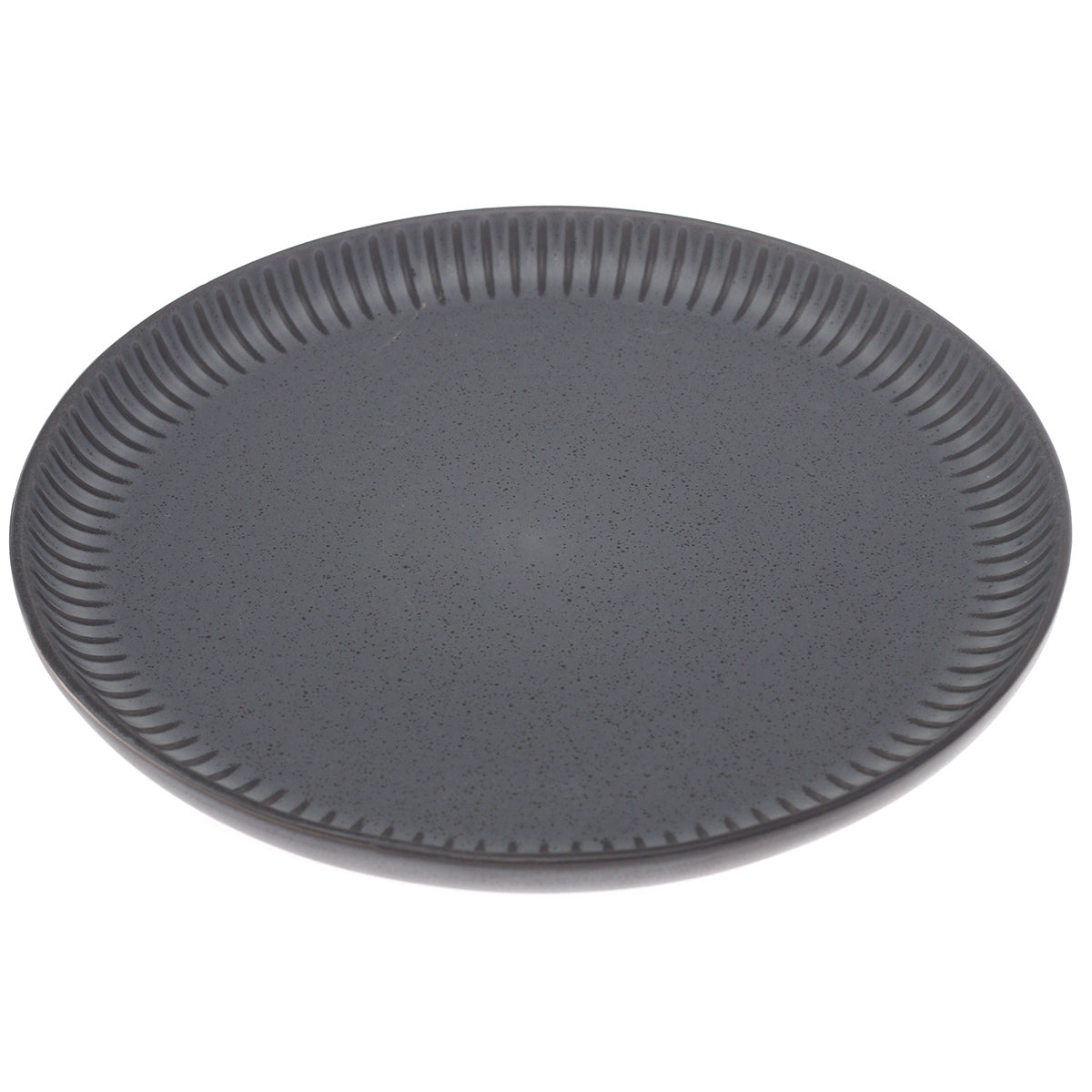 Grey Textured Rim Ceramic Dinner Plate 10.5 Inch – Contemporary Stoneware Tableware - Habitt