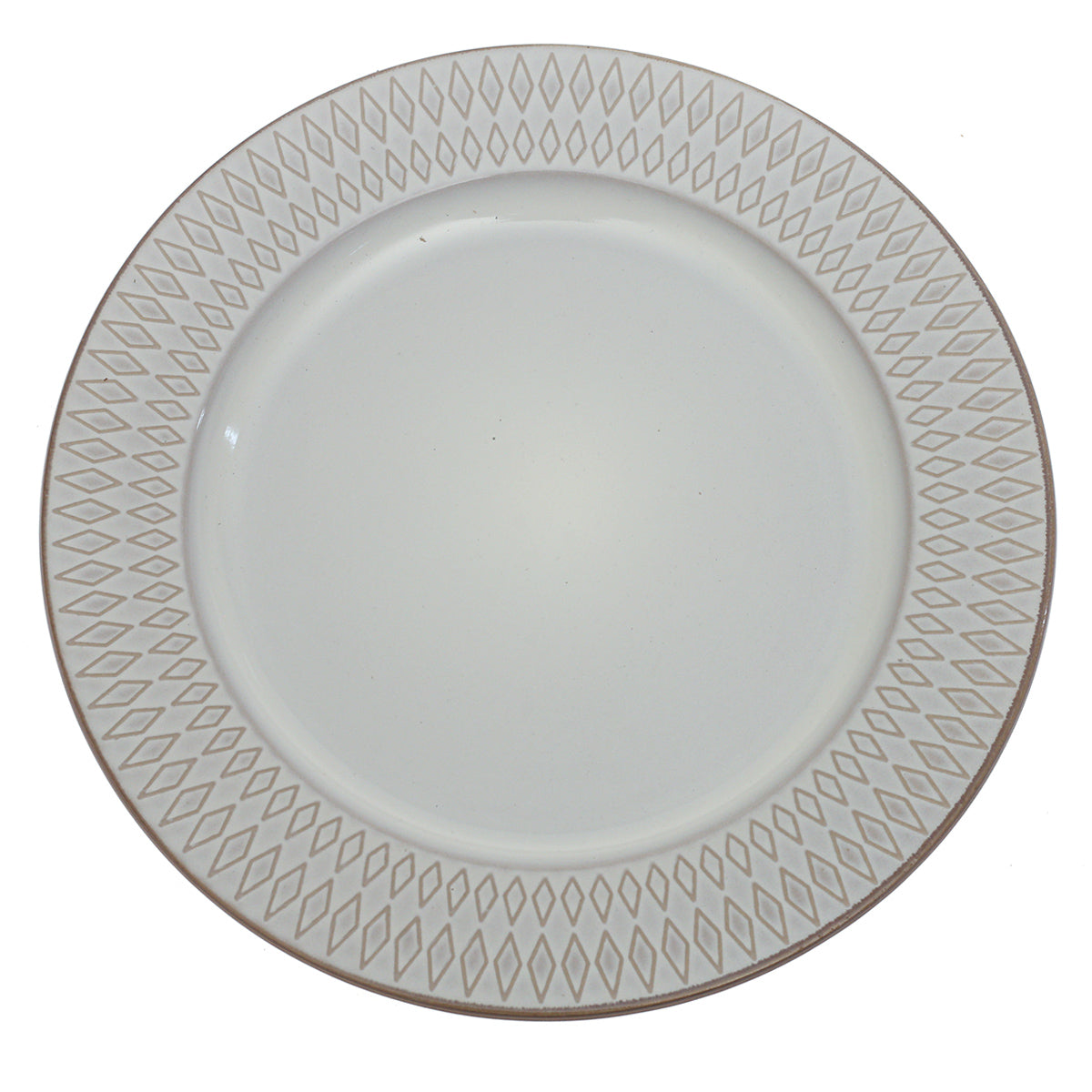 White Ceramic Dinner Plate 10.5 Inch – Elegant Patterned Stoneware Tableware