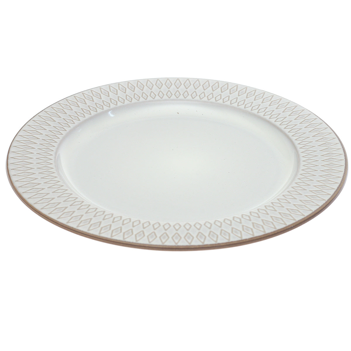 White Ceramic Dinner Plate 10.5 Inch – Elegant Patterned Stoneware Tableware - Habitt