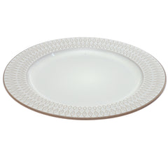 White Ceramic Dinner Plate 10.5 Inch – Elegant Patterned Stoneware Tableware