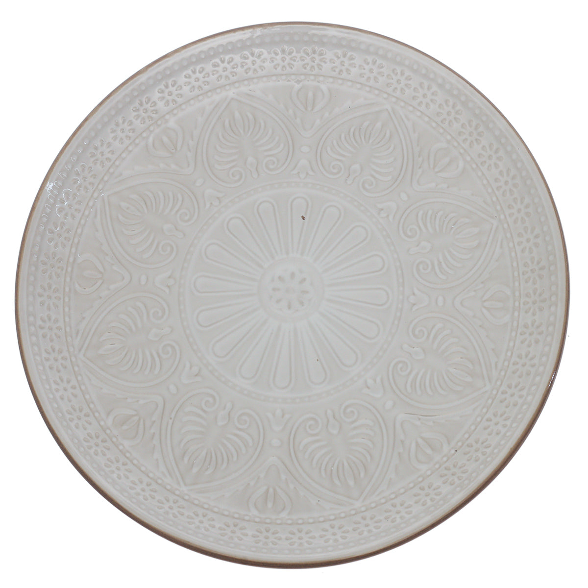 White Embossed Ceramic Dinner Plate 10.5 Inch – Classic Stoneware Tableware