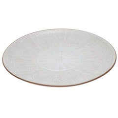 White Embossed Ceramic Dinner Plate 10.5 Inch – Classic Stoneware Tableware