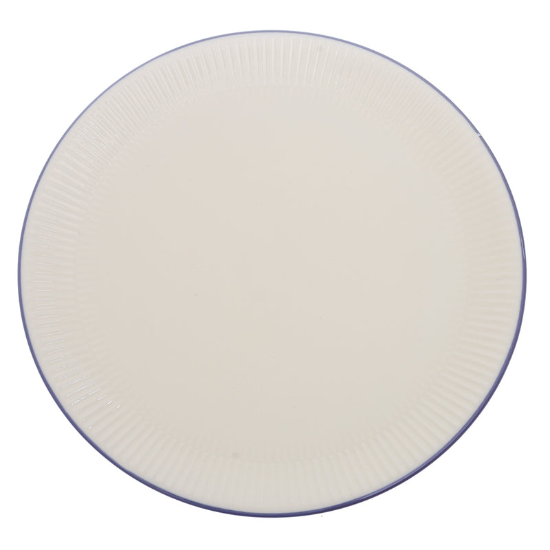 White Dinner Plate 11 Inch – Elegant Textured Rim Ceramic Plate - Habitt