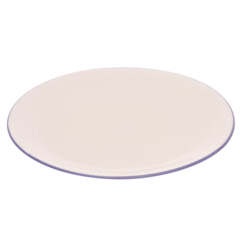 White Dinner Plate 11 Inch – Elegant Textured Rim Ceramic Plate - Habitt