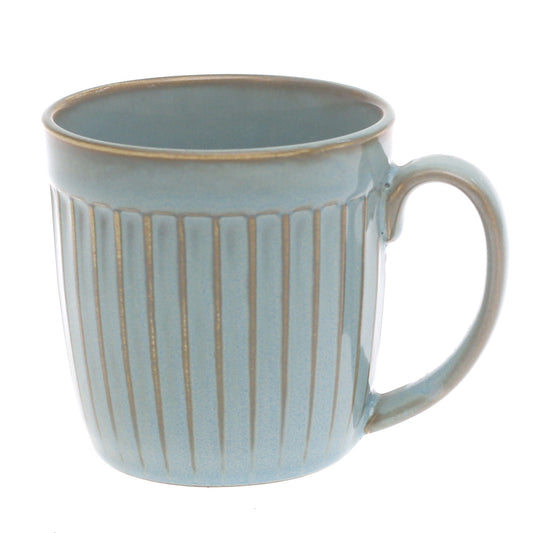 Blue Ceramic Mug with Ribbed Texture – 3 x 3.5 Inch