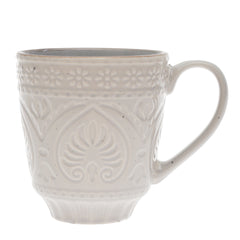 Brown Embossed Ceramic Mug 3.5 x 4 Inch – Classic Stoneware Coffee Mug