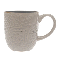 Grey Embossed Ceramic Mug 3 x 4 Inch | Speckled Finish Coffee & Tea Mug