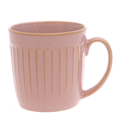 Pink Ceramic Mug with Ribbed Texture – 3 x 3.5 Inch Coffee & Tea Cup