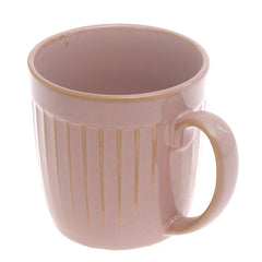Pink Ceramic Mug with Ribbed Texture – 3 x 3.5 Inch Coffee & Tea Cup