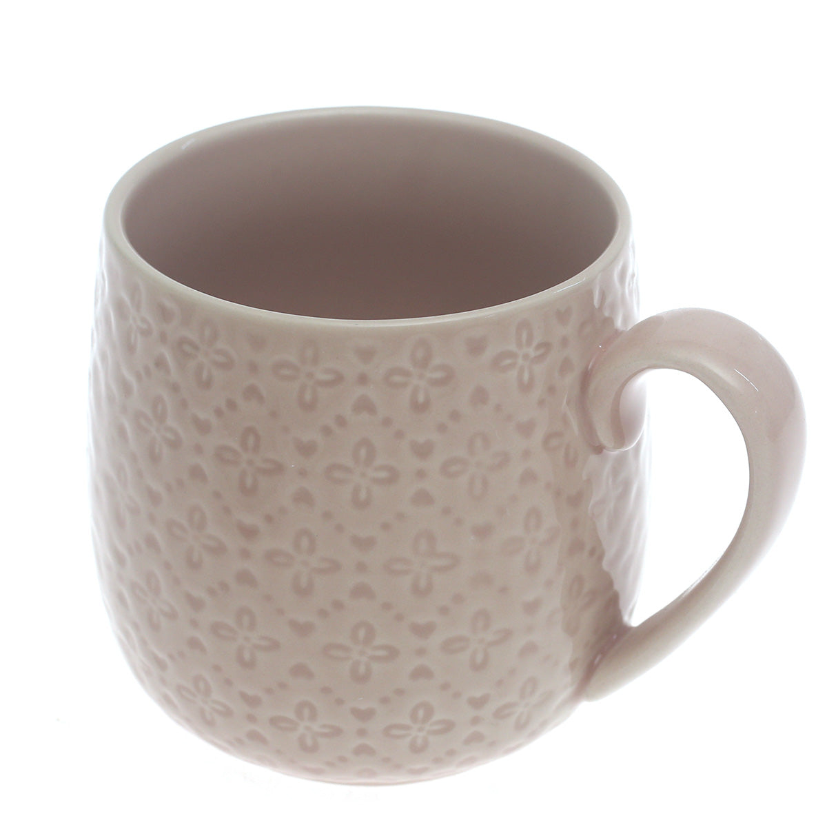 Pink Ceramic Mug – 4 x 4.5 Inches | Embossed Floral Coffee & Tea Mug - Habitt