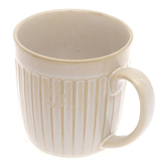 White Ceramic Mug with Ribbed Texture – 3 x 3.5 Inch Coffee & Tea Cup