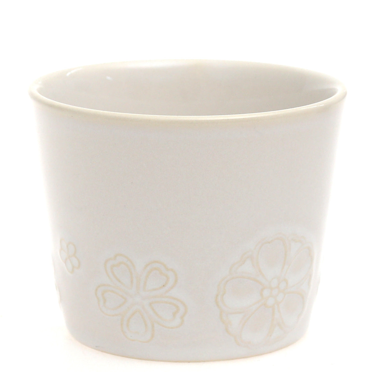 White Ceramic Mug – 3.5 x 3 Inches | Subtle Floral Embossed Coffee & Tea Mug