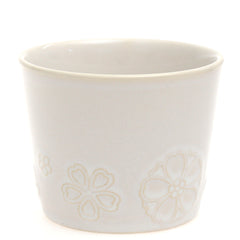 White Ceramic Mug – 3.5 x 3 Inches | Subtle Floral Embossed Coffee & Tea Mug