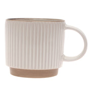 White Ribbed Ceramic Mug 3.5 x 4 Inch | Minimalist Coffee & Tea Mug with Natural Base - Habitt