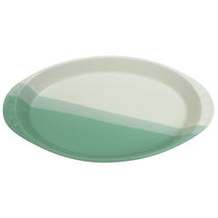 Oval Ceramic Serving Dish in Green & White – 7.5 x 14 Inch