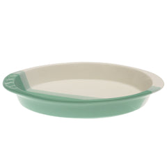 Oval Serving Dish – Green & White Ceramic Platter 6.5 x 12 Inch