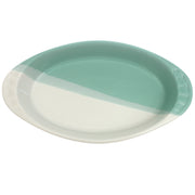Oval Serving Dish – Green & White Ceramic Platter (Small) | 5.5 x 10 Inch - Habitt