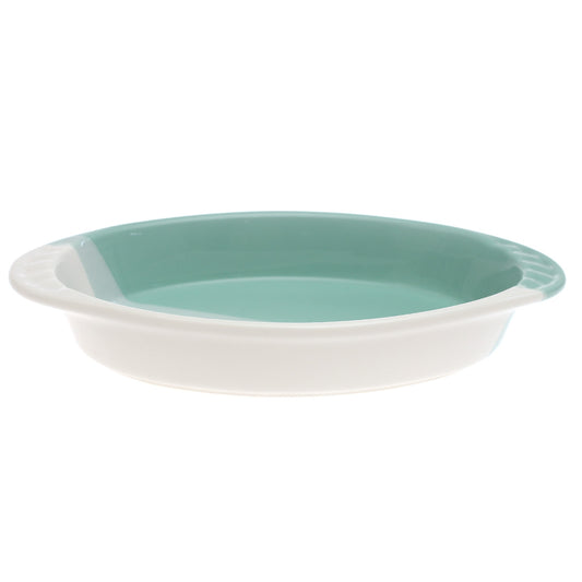 Oval Serving Dish – Green & White Ceramic Platter (Small) | 5.5 x 10 Inch