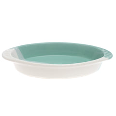Oval Serving Dish – Green & White Ceramic Platter (Small) | 5.5 x 10 Inch