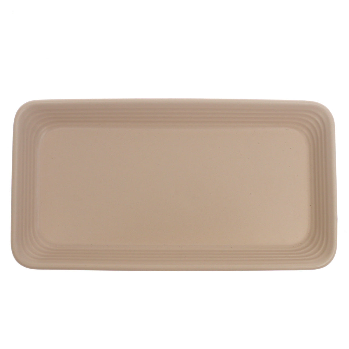 Beige Ceramic Platter – 4 x 7 Inches | Minimal Rectangular Serving Platter - Habitt