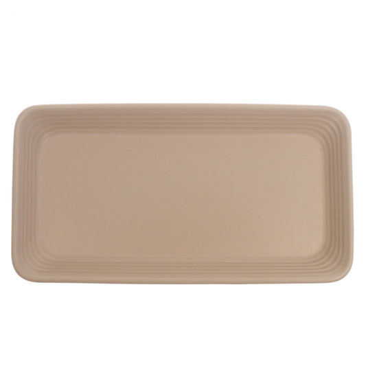 Beige Ceramic Platter – 4 x 7 Inches | Minimal Rectangular Serving Platter - Habitt