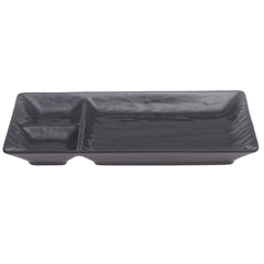 Black Ceramic Platter – 4.5 x 10 Inches | Divided Modern Serving Platter - Habitt