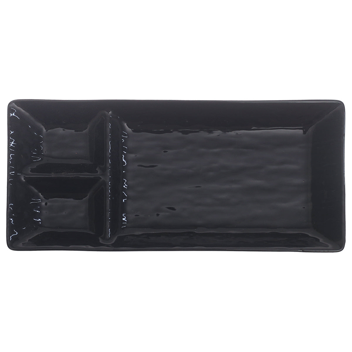 Black Ceramic Platter – 4.5 x 10 Inches | Divided Modern Serving Platter - Habitt