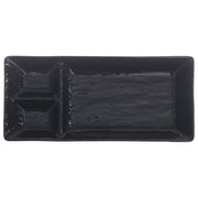 Black Ceramic Platter – 4.5 x 10 Inches | Divided Modern Serving Platter - Habitt