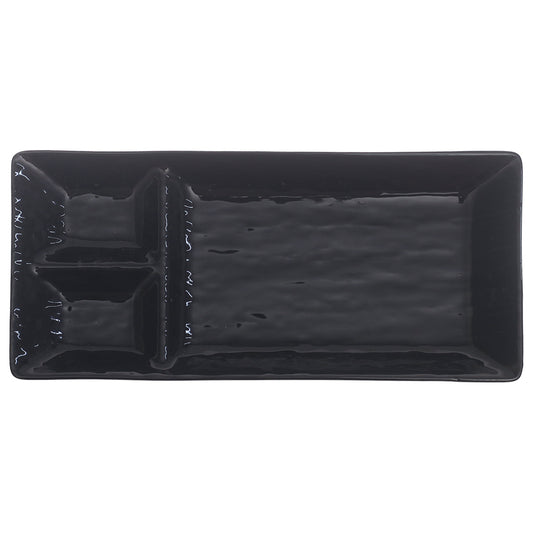 Black Ceramic Platter – 4.5 x 10 Inches | Divided Modern Serving Platter