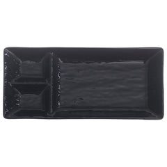 Black Ceramic Platter – 4.5 x 10 Inches | Divided Modern Serving Platter - Habitt