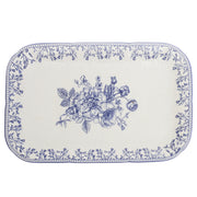 Blue & White Floral Serving Platter 8 x 12 Inch – Classic Rectangular Ceramic Platter - Habitt