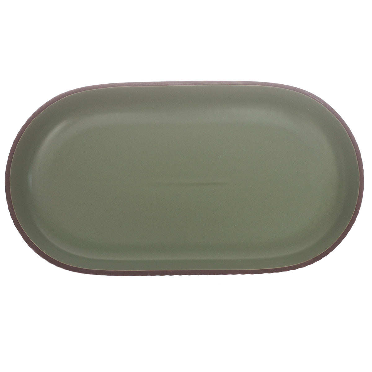 Green Ceramic Platter – Minimal Oval Design | 7 x 12 Inch