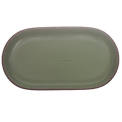 Green Ceramic Platter – Minimal Oval Design | 7 x 12 Inch