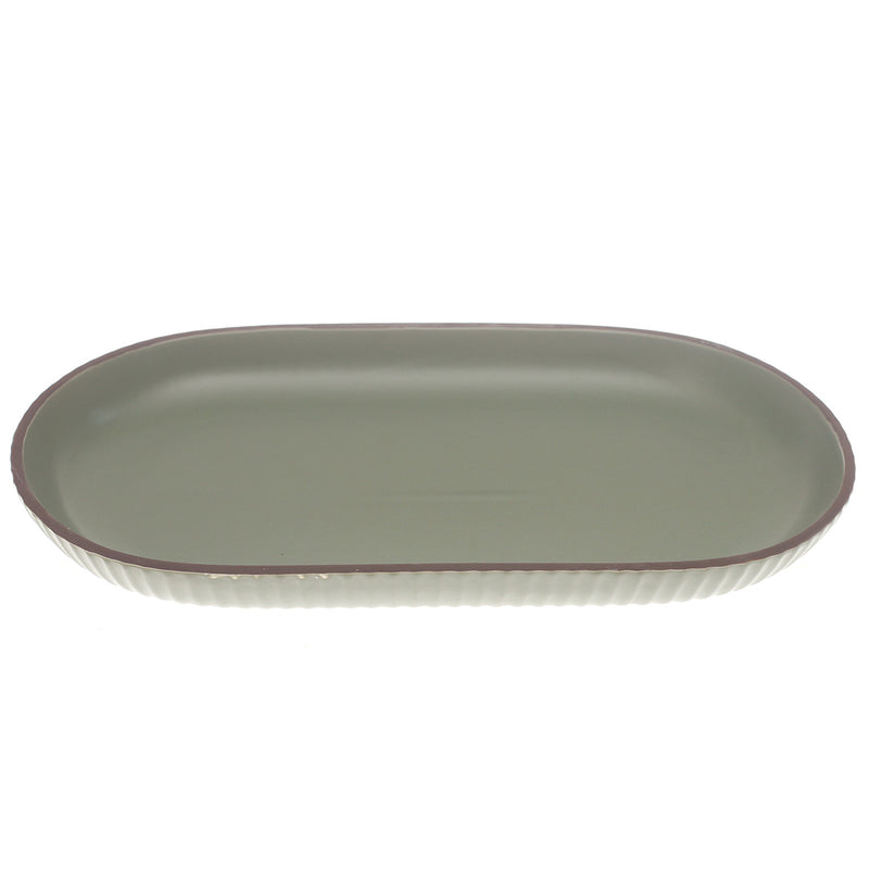 Green Ceramic Platter – Minimal Oval Design | 7 x 12 Inch - Habitt