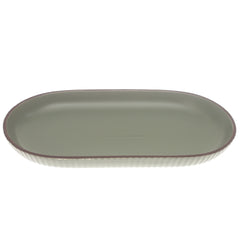 Green Ceramic Platter – Minimal Oval Design | 7 x 12 Inch