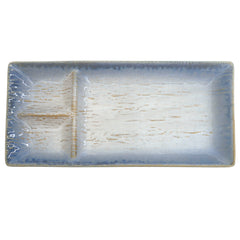 Light Blue Rectangular Divided Serving Platter – 4.5 x 10 Inch