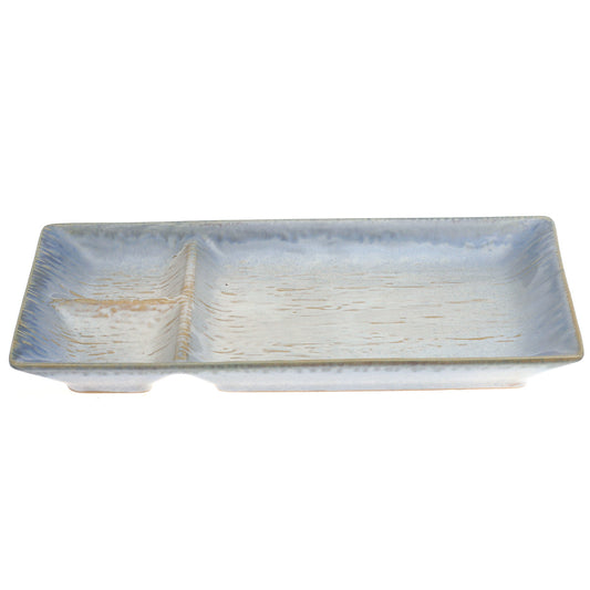 Light Blue Rectangular Divided Serving Platter – 4.5 x 10 Inch
