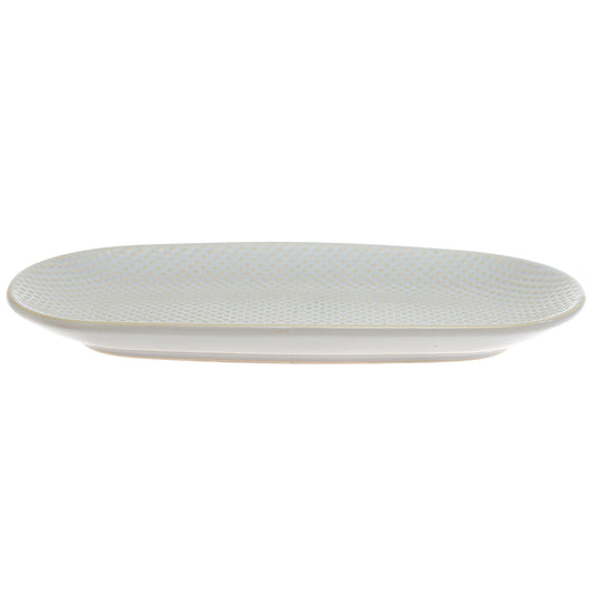 Light Blue Textured Ceramic Platter | 5.5 x 10 Inch