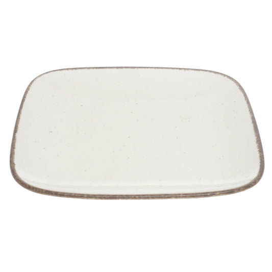 White Ceramic Serving Platter 10.5 Inch – Rustic Speckled Dinnerware Plate
