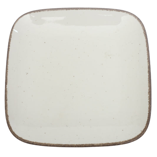 White Ceramic Serving Platter 10.5 Inch – Rustic Speckled Dinnerware Plate