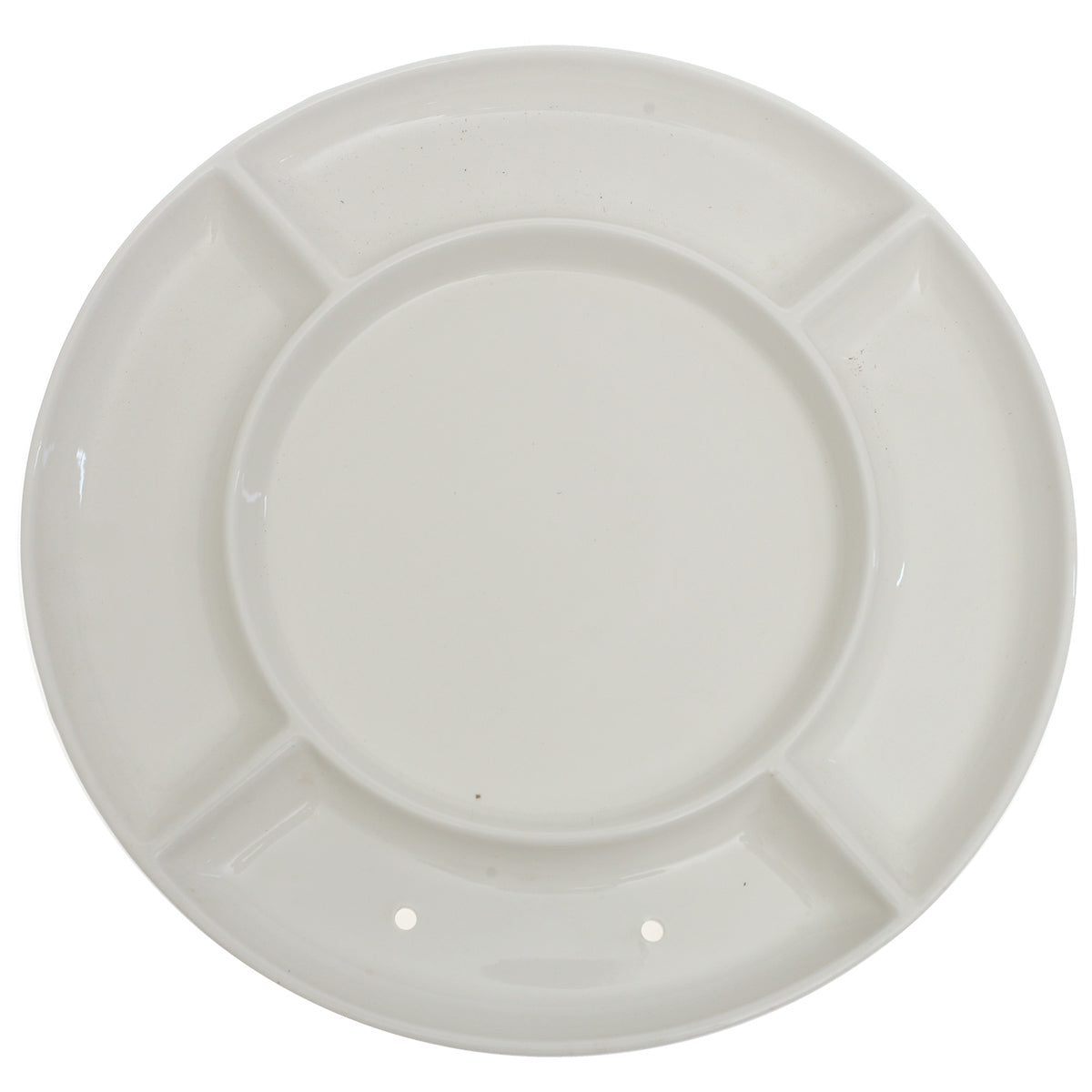 White Ceramic Divided Serving Platter 12 Inch – Sectioned Round Dinnerware Plate - Habitt
