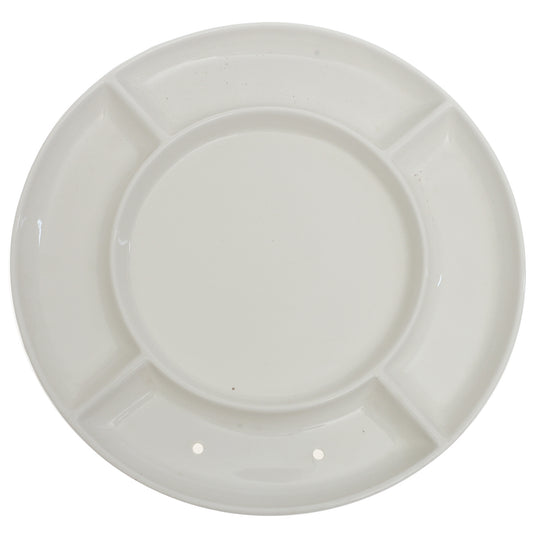 White Ceramic Divided Serving Platter 12 Inch – Sectioned Round Dinnerware Plate