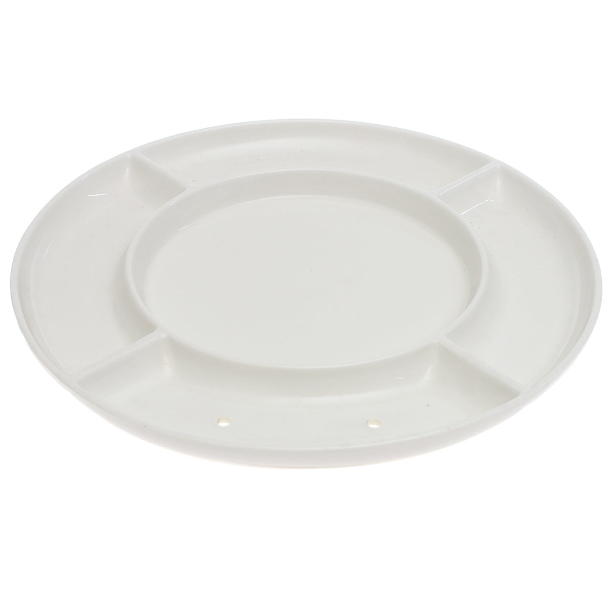White Ceramic Divided Serving Platter 12 Inch – Sectioned Round Dinnerware Plate - Habitt