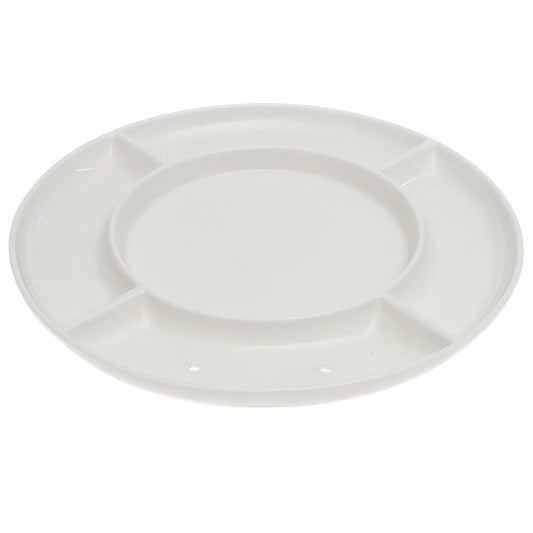 White Ceramic Divided Serving Platter 12 Inch – Sectioned Round Dinnerware Plate