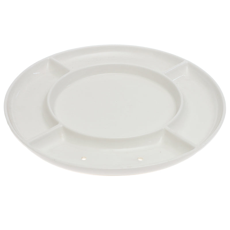 White Ceramic Divided Serving Platter 12 Inch – Sectioned Round Dinnerware Plate - Habitt